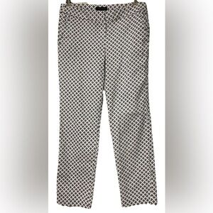 NWOT Navy/White Check Pants straight leg Size 6 Flat Front classic, workwear